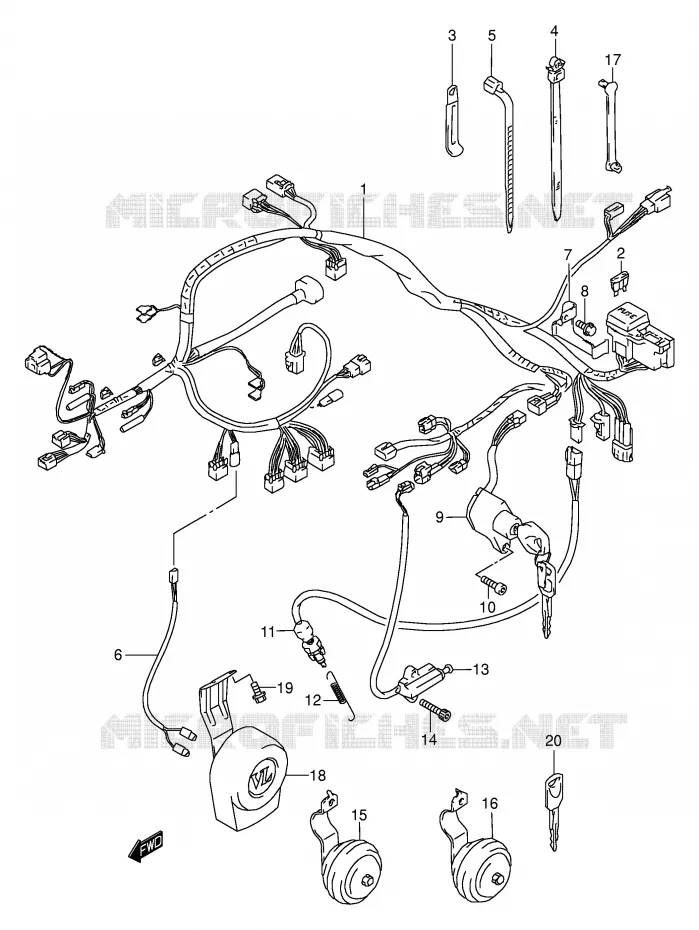 BEDRADING (MODELE W/X) Suzuki MOTO 1500 INTRUDER 2001  VL1500K1(E2)