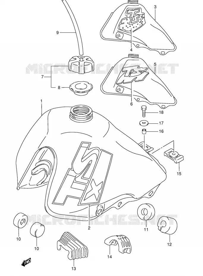 BENZINETANK (MODELE J/M/R) Suzuki MOTO 50 TS-X 1988  TS50XKJ(E1)