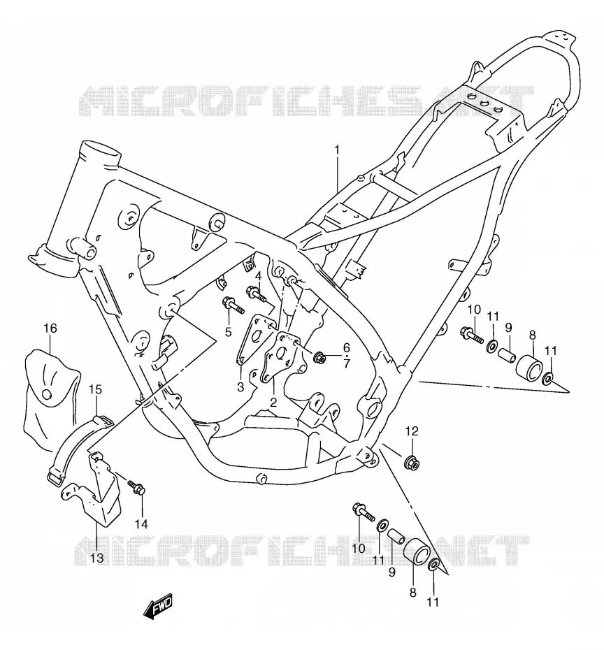 FRAME (MODELE K/L/M/N/P) Suzuki MOTO 125 TS-R 1992  TS125RN(E2)