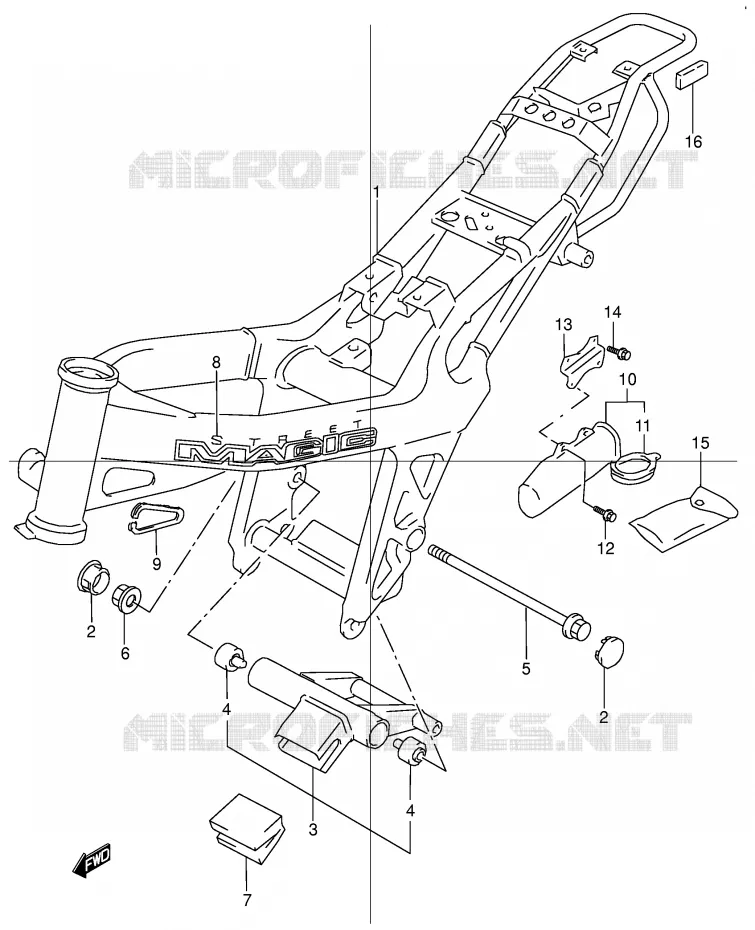 FRAME (MODELE W/X) Suzuki MOTO 50 STREET-MAGIC 1999  TR50SX(E2)