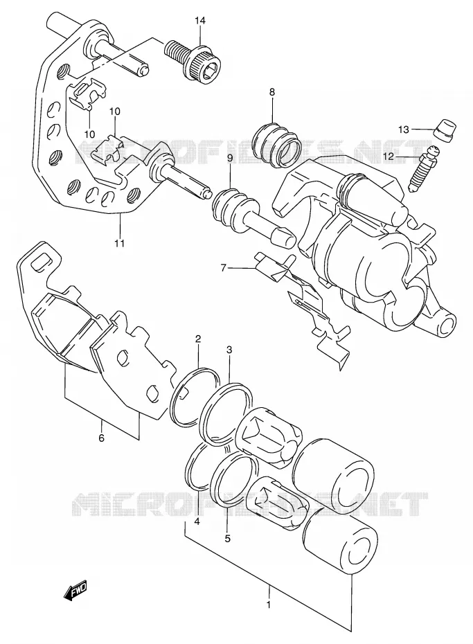 FRONT CALIPER (MODELE L/M/N/P/R) Suzuki MOTO 800 VX 1994  VX800UR(E4)