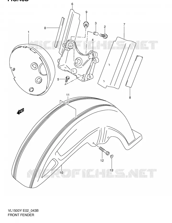FRONT FENDER (MODELE K2) Suzuki MOTO 1500 INTRUDER 2014  VL1500K3(E2)