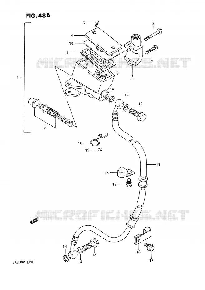 FRONT HOOFDREMCILINDER (MODELE P) Suzuki MOTO 800 VX 1993  VX800P(E28)