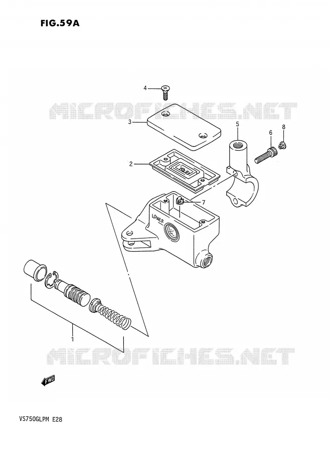FRONT HOOFDREMCILINDER (VS750GLFJ/GLFK) Suzuki MOTO 750 INTRUDER 1990  VS750GLPL(E28)