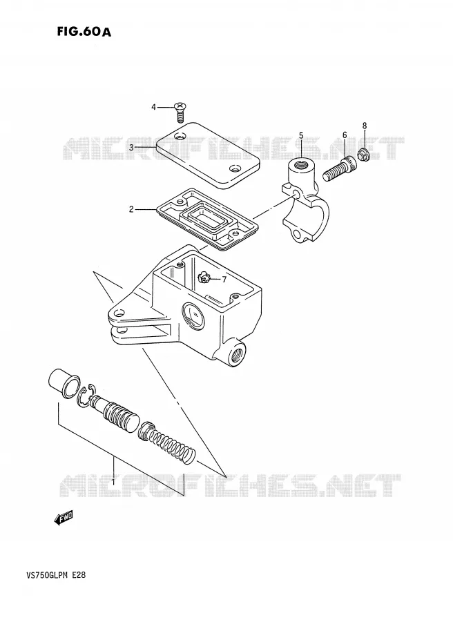 FRONT HOOFDREMCILINDER (VS750GLPJ/GLPK,MODELE L/M) Suzuki MOTO 750 INTRUDER 1991  VS750GLPM(E28)