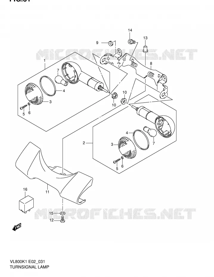 FRONT INDICATOREN (MODELE K1/K2/K3) Suzuki MOTO 800 VOLUSIA 2003  VL800K3(E2)