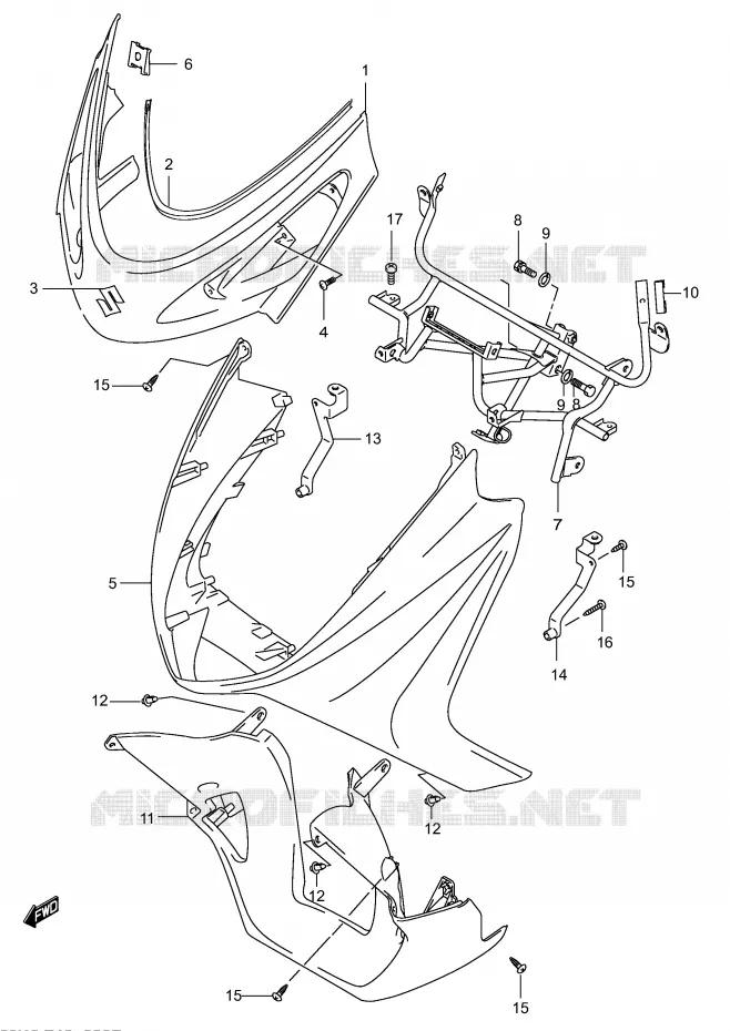 FRONT KUIP (MODELE K4) Suzuki SCOOTER 150 BURGMAN 2004  UH150K4(P19)