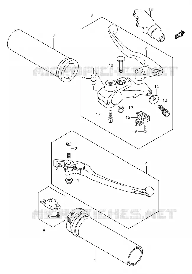 HANDGRIPS - LEVERS Suzuki MOTO 800 VOLUSIA 2004  VL800ZK4(E2)