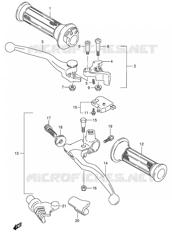 HANDGRIPS - LEVERS Suzuki MOTO 800 VX 1993  VX800P(E4)