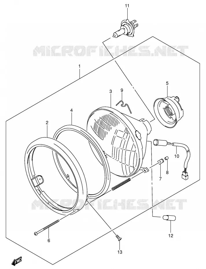 KOPLAMP (MODELE K1/K2/K3/K4 E2,E19) Suzuki MOTO 800 VOLUSIA 2005  VL800ZK5(E2)