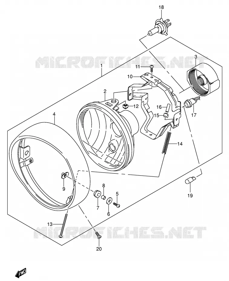 KOPLAMP (MODELE K5 E2,E19) Suzuki MOTO 800 VOLUSIA 2005  VL800K5(E2)