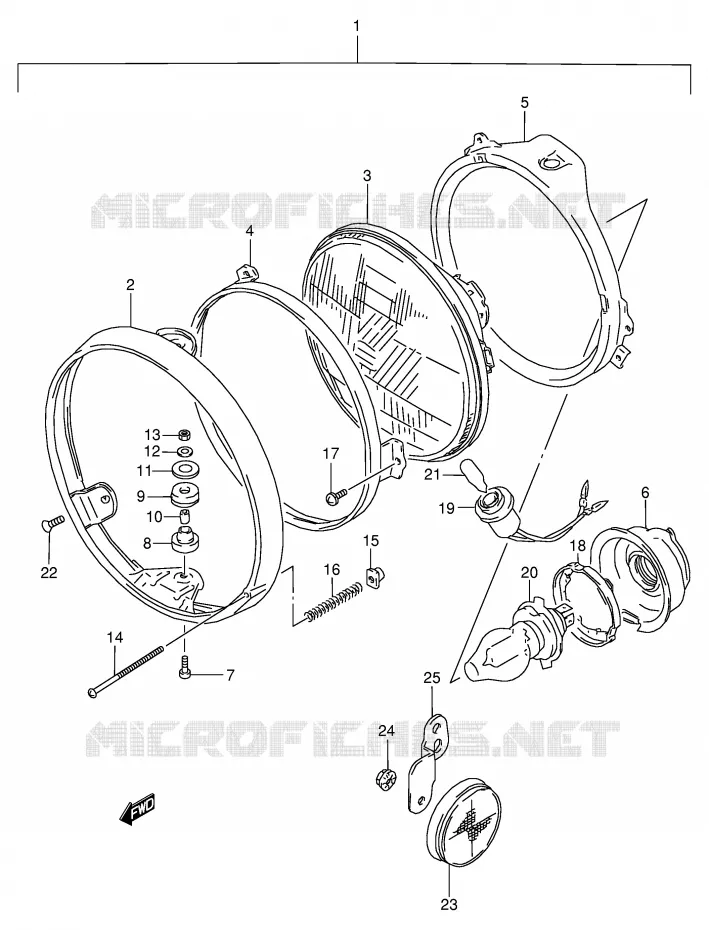 KOPLAMP (MODELE L/M/N EXCEPTE E1,E2) Suzuki MOTO 800 VX 1993  VX800P(E4)