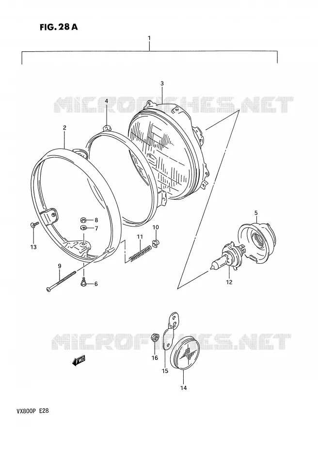 KOPLAMP (MODELE P) Suzuki MOTO 800 VX 1993  VX800P(E28)