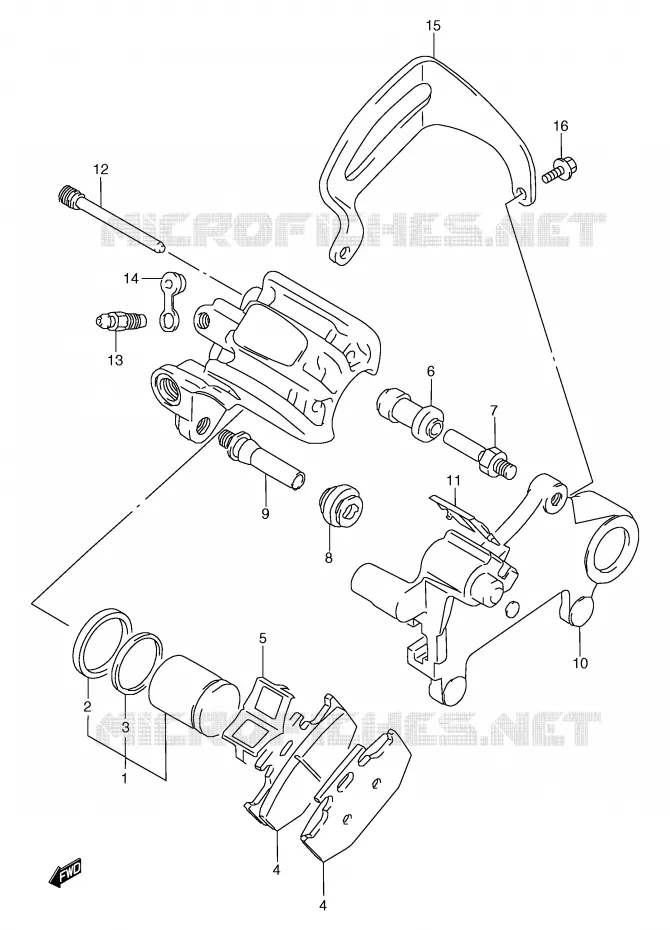 REAR CALIPER (MODELE K) Suzuki MOTO 125 TS-R 1994  TS125RR(E2)