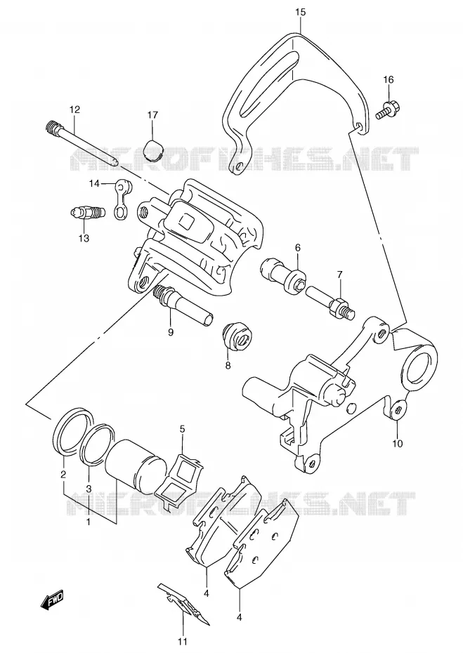 REAR CALIPER (MODELE L/M/N/P) Suzuki MOTO 125 TS-R 1993  TS125RP(E2)