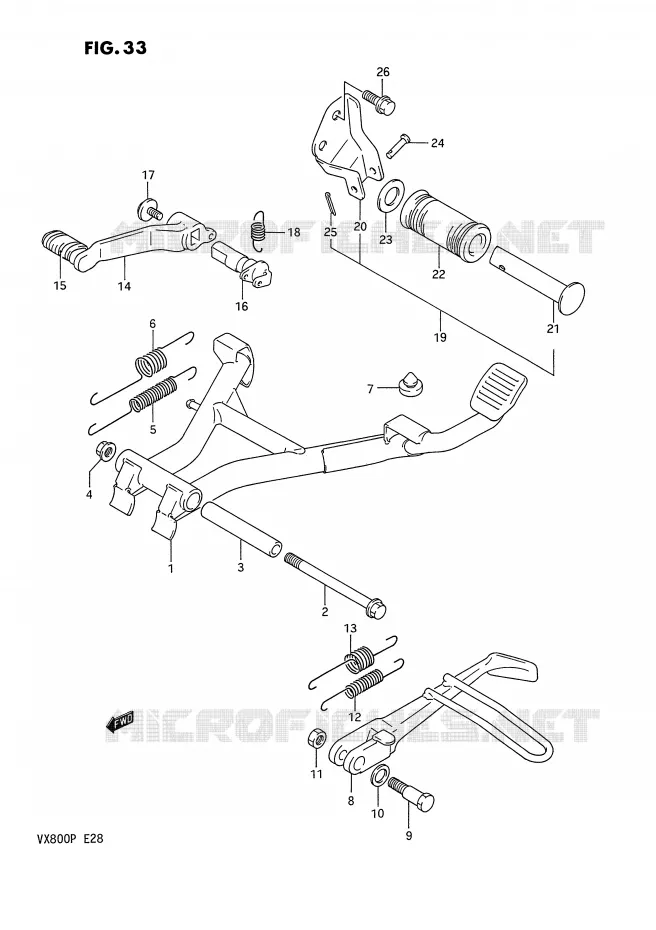 STAND - ACHTER REMPEDAAL Suzuki MOTO 800 VX 1991  VX800M(E28)
