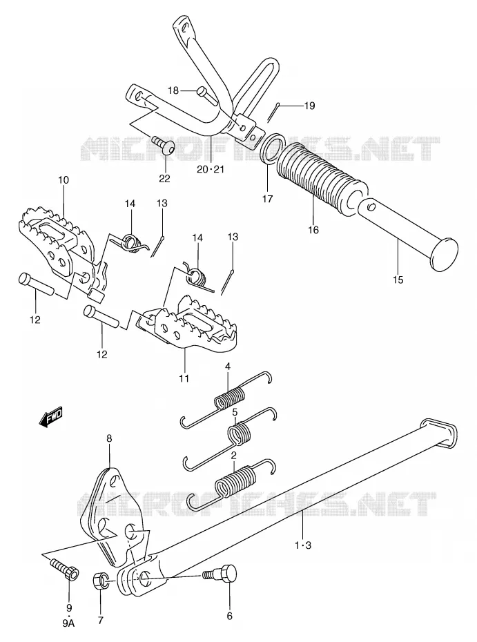STAND - FOOTREST (MODELE K) Suzuki MOTO 125 TS-R 1994  TS125RR(E2)