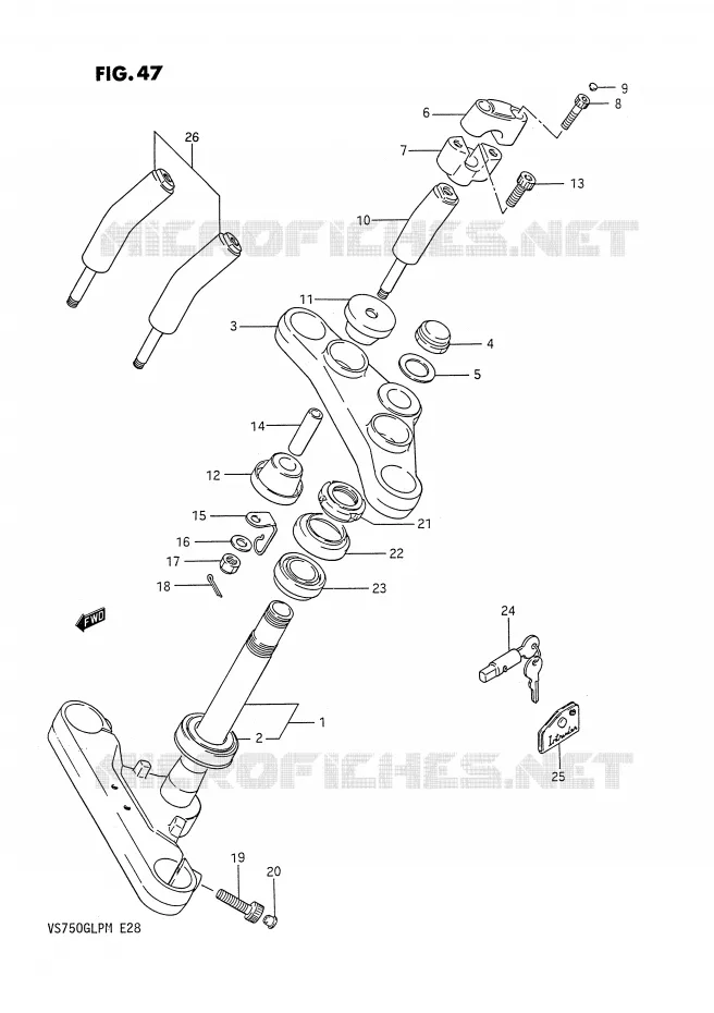 STUURKOLOM (MODELE F/G) Suzuki MOTO 750 INTRUDER 1990  VS750GLPL(E28)