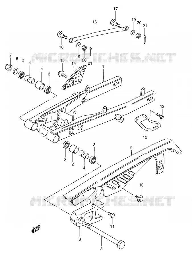 SWINGARM (MODELE M/R E22) Suzuki MOTO 50 TS-X 1987  TS50XKH(E1)