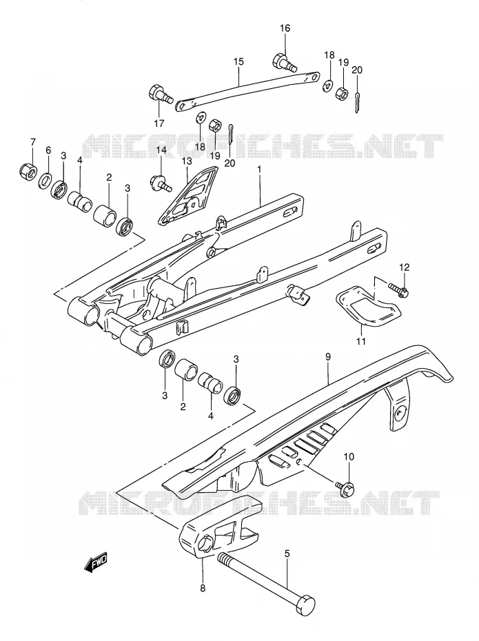 SWINGARM (VOIR NOTE) Suzuki MOTO 50 TS-X 1994  TS50XKR(E1)