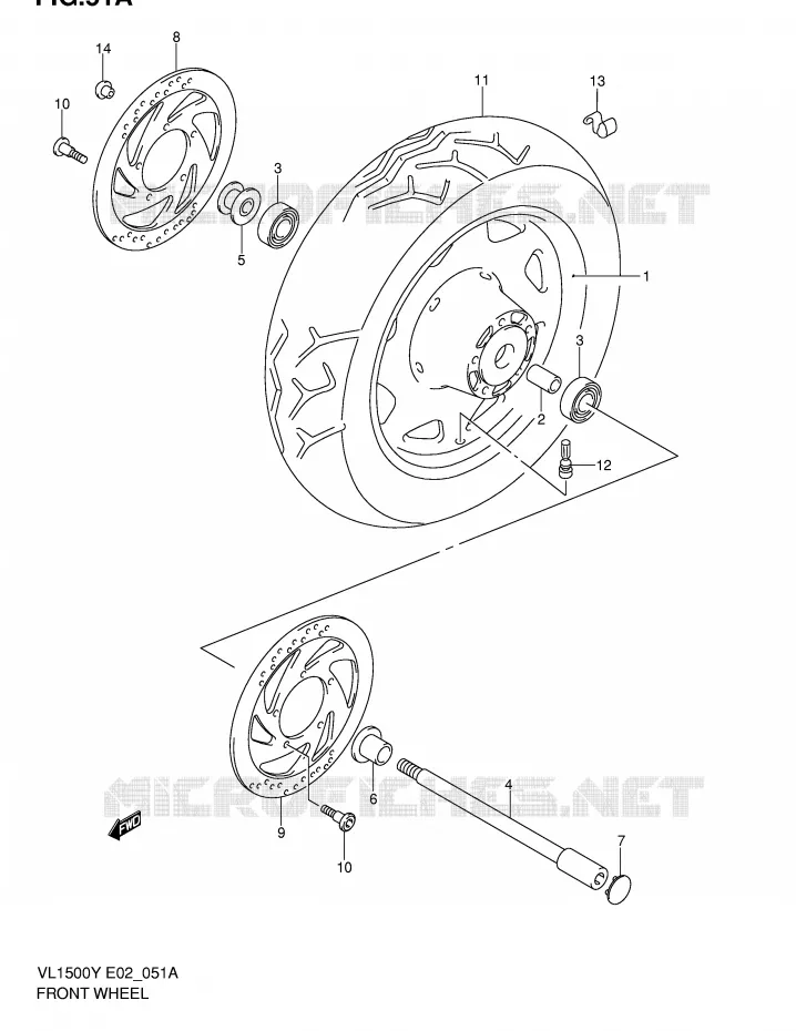 VOORWIEL (MODELE K2/K3/K4) Suzuki MOTO 1500 INTRUDER 1999  VL1500X(E2)
