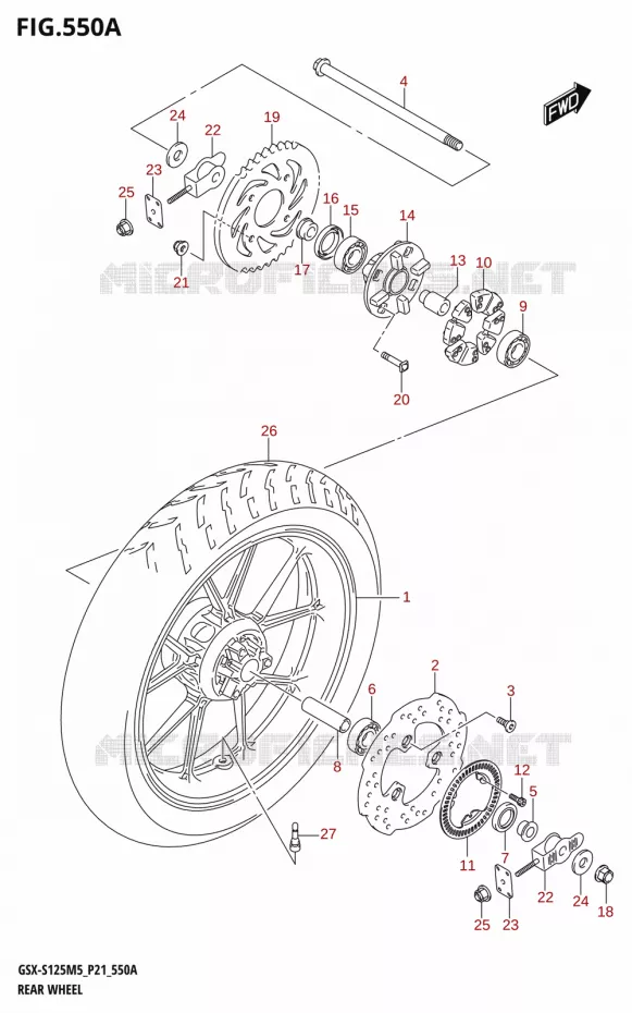 ACHTERWIEL Suzuki MOTO 125 GSX-S 2025  GSX-S125RL / GSX-S125RLX M5 (P21)
