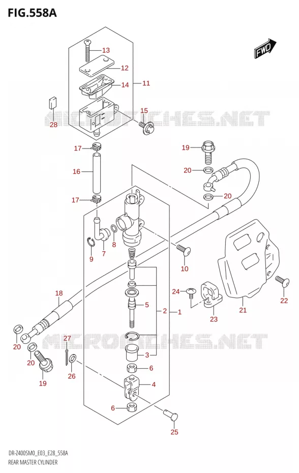 ACHTER HOOFDREMCILINDER (DR-Z400S) Suzuki MOTO 400 DR-Z 2020  DR-Z400S M0 (E03,E28,E33)