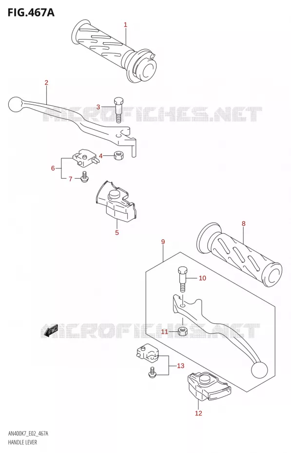 HEFBOMEN - HANDGRIPS Suzuki SCOOTER 400 BURGMAN 2007  AN400K7(E2)