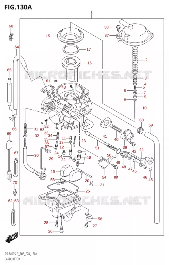 CARBURATOR (DR-Z400S:L9:E03) Suzuki MOTO 400 DR-Z 2019  DR-Z400S L9 (E28)