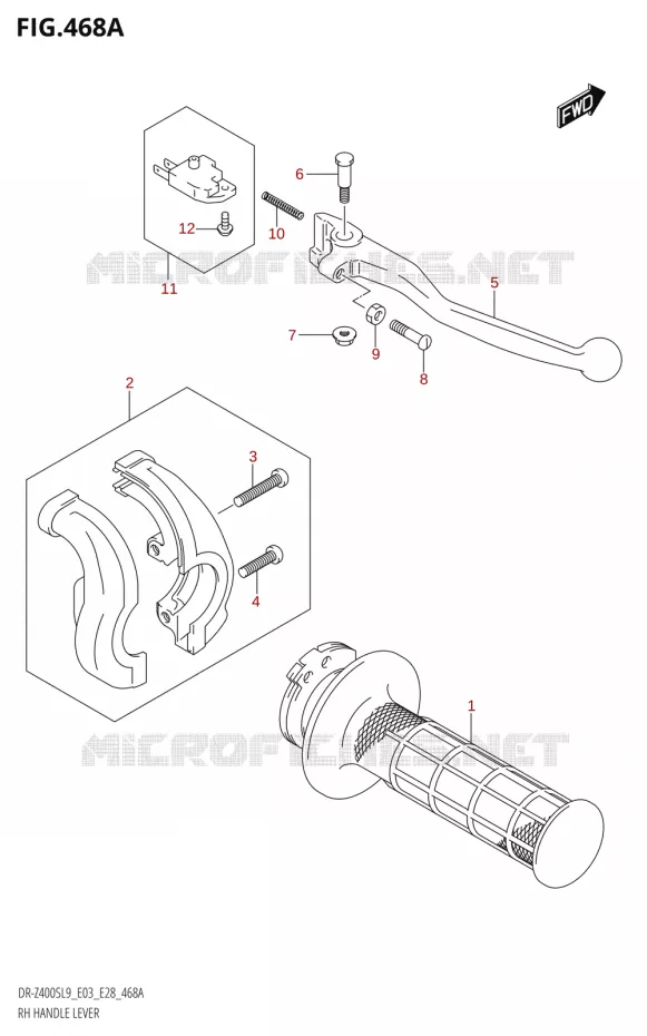 REMHEVEL - GAS HANDVAT Suzuki MOTO 400 DR-Z 2019  DR-Z400S L9 (E28)