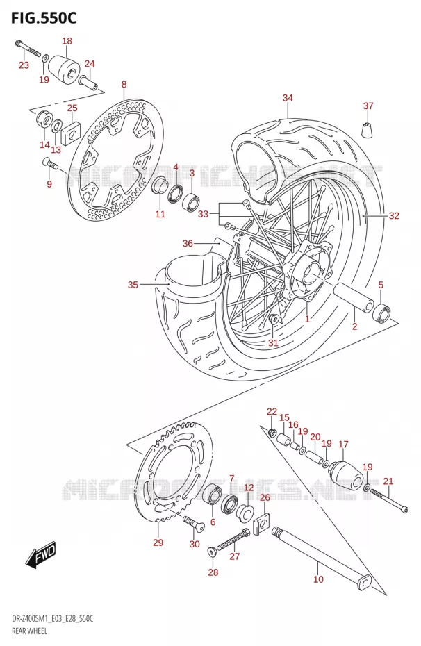 ACHTERWIEL (DR-Z400SM) Suzuki MOTO 400 DR-Z 2021  DR-Z400S 2021 M1 (E28)