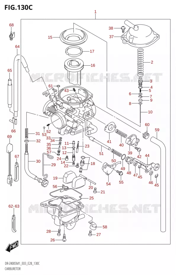 CARBURATOR (E33) Suzuki MOTO 400 DR-Z 2021  DR-Z400S 2021 M1 (E28)
