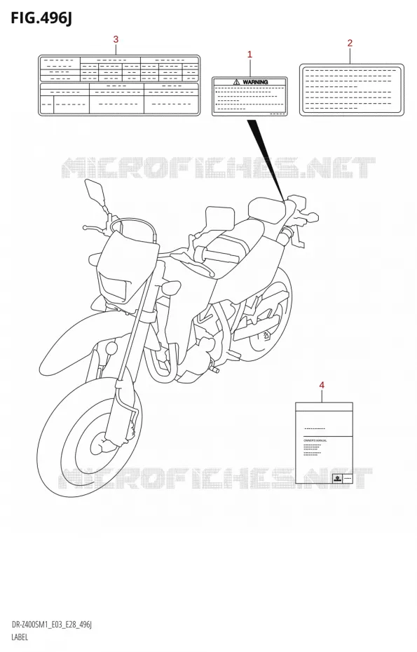 ETIKET (DR-Z400SM:E03) Suzuki MOTO 400 DR-Z 2021  DR-Z400S 2021 M1 (E28)