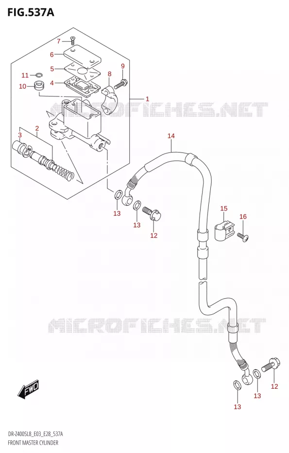 FRONT HOOFDREMCILINDER Suzuki MOTO 400 DR-Z 2018  DR-Z400S 2018 L8 (E28)