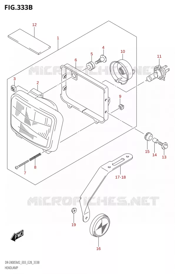KOPLAMP (DR-Z400SM) Suzuki MOTO 400 DR-Z 2022  DR-Z400S 2022 M2 (E28)