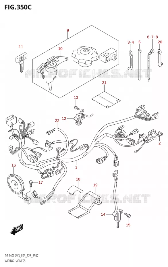 BEDRADING (DR-Z400S:M3:E33) Suzuki MOTO 400 DR-Z 2023  DR-Z400SM3 E28 2023 M3