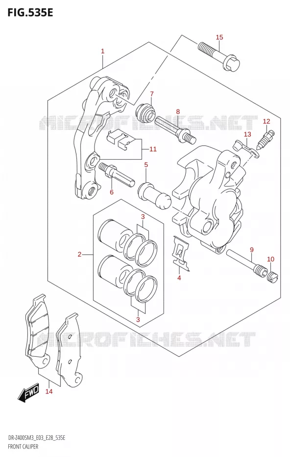 FRONT CALIPER (DR-Z400SM:M3:E28) Suzuki MOTO 400 DR-Z 2023  DR-Z400SM3 E28 2023 M3