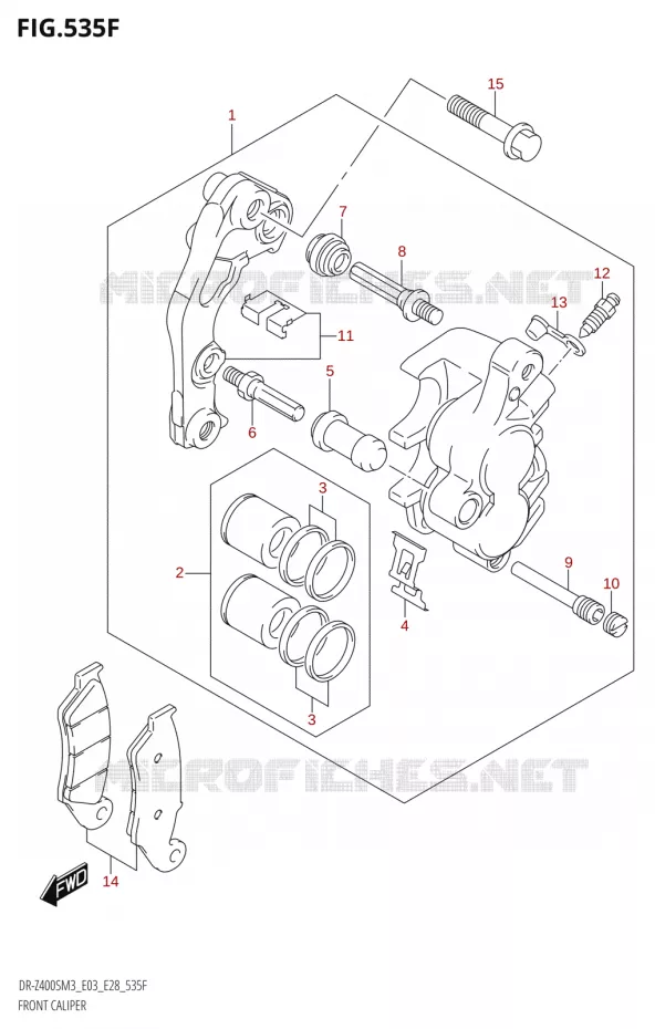 FRONT CALIPER (DR-Z400SM:M3:E33) Suzuki MOTO 400 DR-Z 2023  DR-Z400SM3 E28 2023 M3