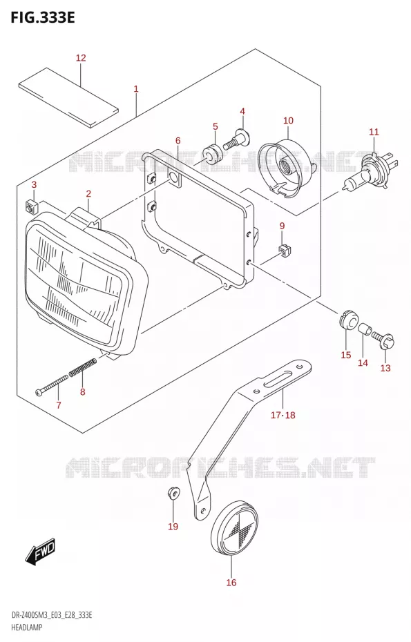 KOPLAMP (DR-Z400SM:M3:E28) Suzuki MOTO 400 DR-Z 2023  DR-Z400SM3 E28 2023 M3