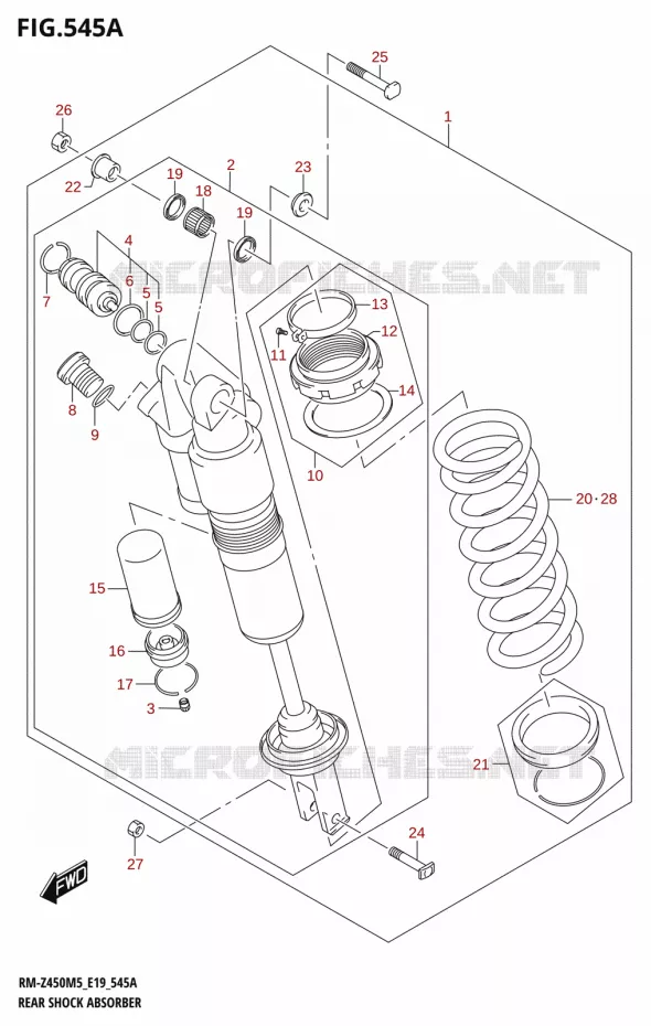 ACHTER SCHOKDEMPER Suzuki MOTO 450 RM-Z 2025  RM-Z450M5 E19 2025 M5 (E19)