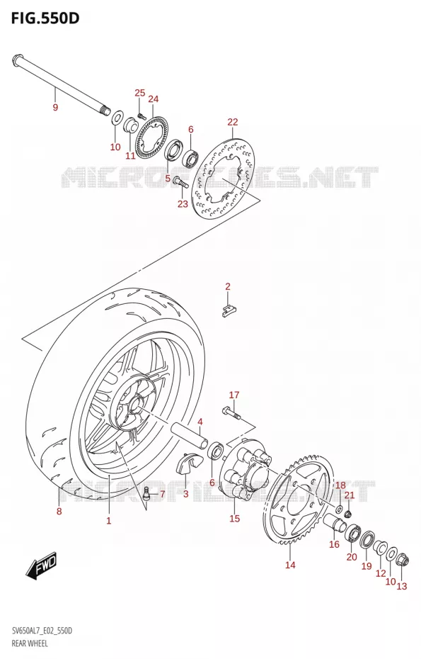 ACHTERWIEL (SV650UA:L7:E19) Suzuki MOTO 650 SV 2017  SV650A L7 (E19)