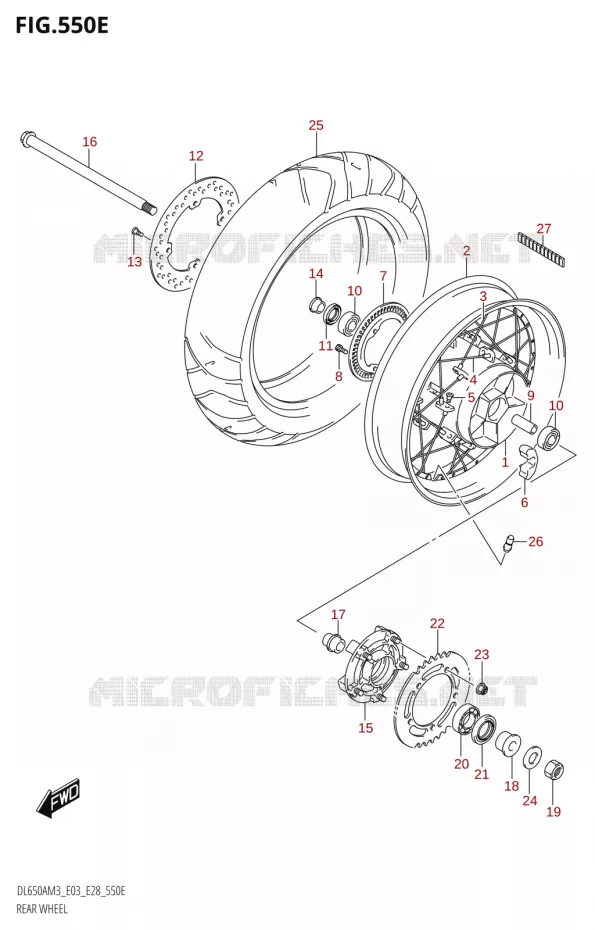 ACHTERWIEL (DL650XA:M3:E28) Suzuki MOTO 650 V-STROM 2023  DL650AM3
