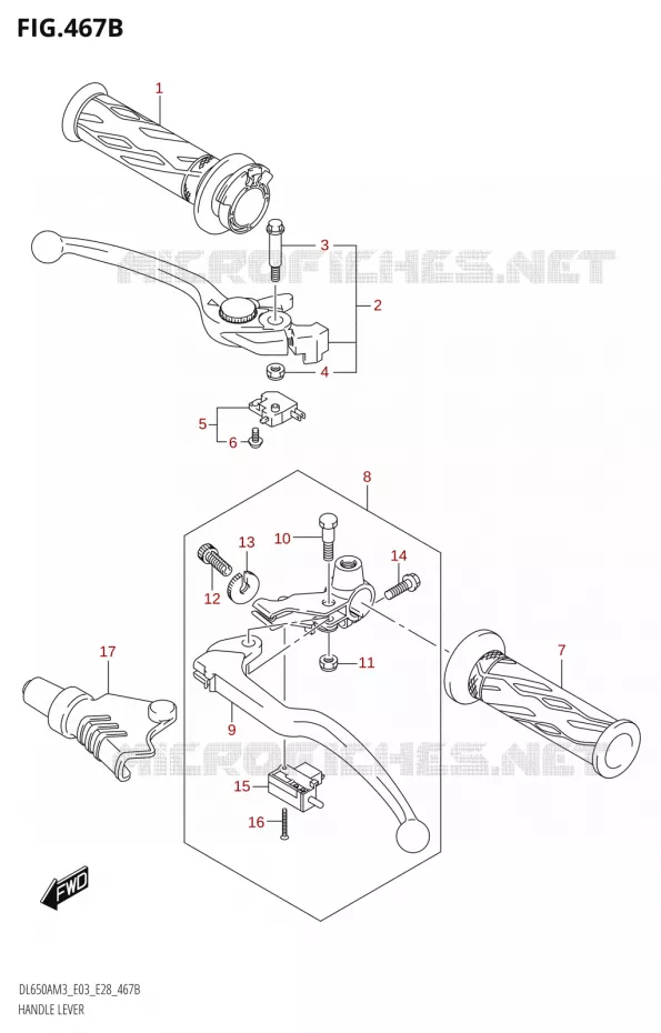 HEFBOMEN - HANDGRIPS (DL650A:M3:E28) Suzuki MOTO 650 V-STROM 2023  DL650AM3
