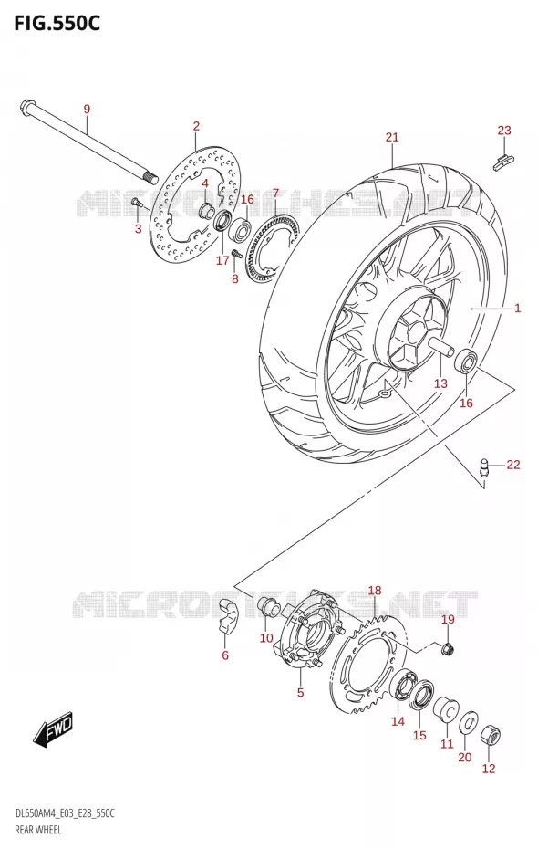 ACHTERWIEL (DL650A:M4:E33) Suzuki MOTO 650 V-STROM 2024  DL650AM4