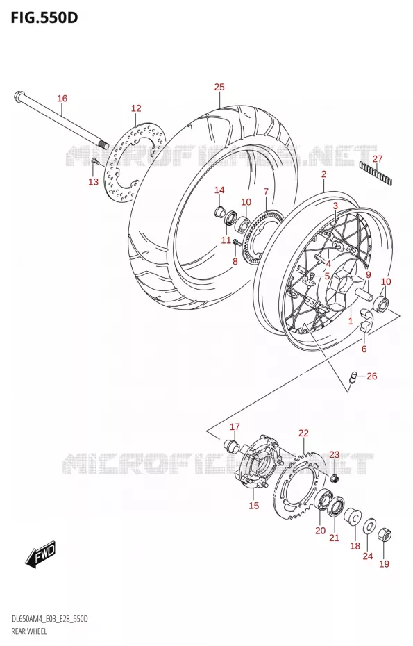 ACHTERWIEL (DL650XA:M4:E03) Suzuki MOTO 650 V-STROM 2024  DL650AM4