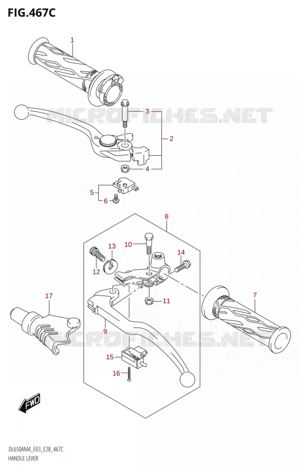 HEFBOMEN - HANDGRIPS (DL650A:M4:E33) Suzuki MOTO 650 V-STROM 2024  DL650AM4