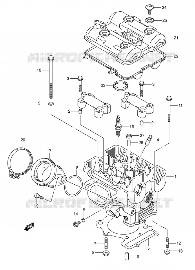 ACHTER CILINDERKOP Suzuki MOTO 1000 V-STROM 2002  DL1000K2(E2)