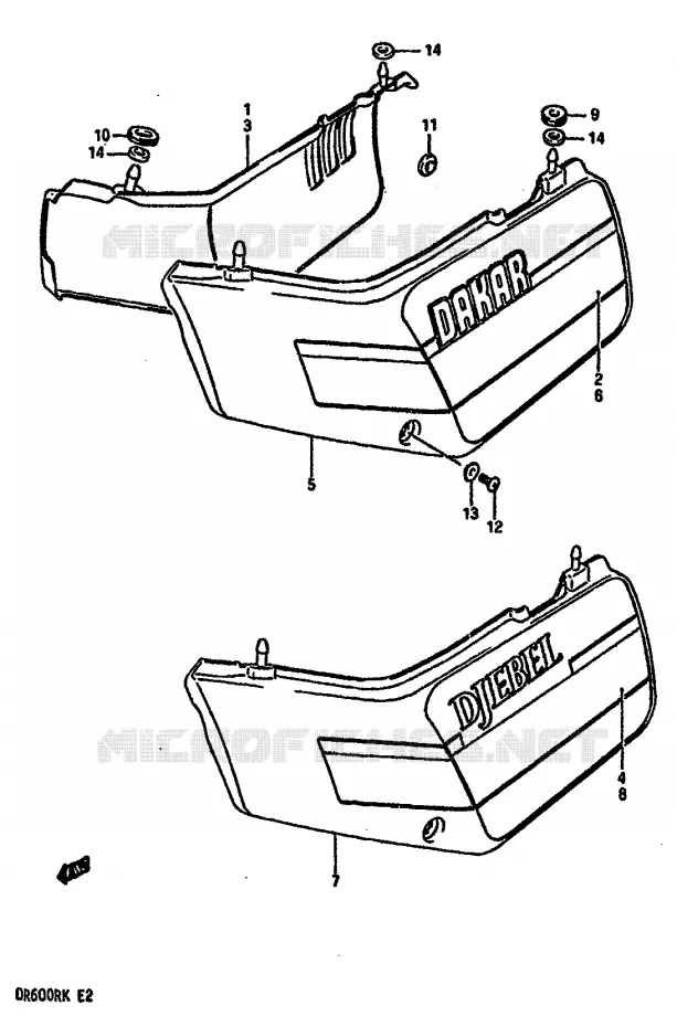 ACHTER KUIP  (MODELE G) Suzuki MOTO 600 DR 1987  DR600RUH(E2)