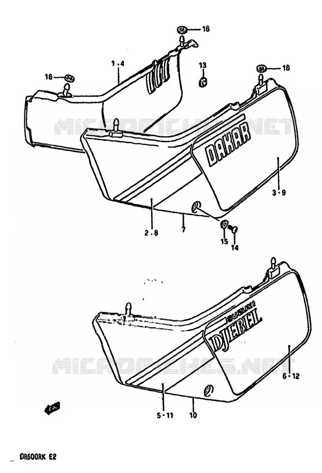 ACHTER KUIP  (MODELE H) Suzuki MOTO 600 DR 1987  DR600RUH(E2)