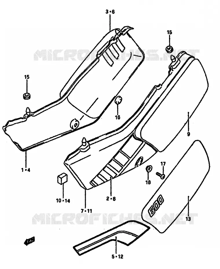 ACHTER KUIP  (MODELE J/K) Suzuki MOTO 600 DR 1988  DR600SJ(E2)